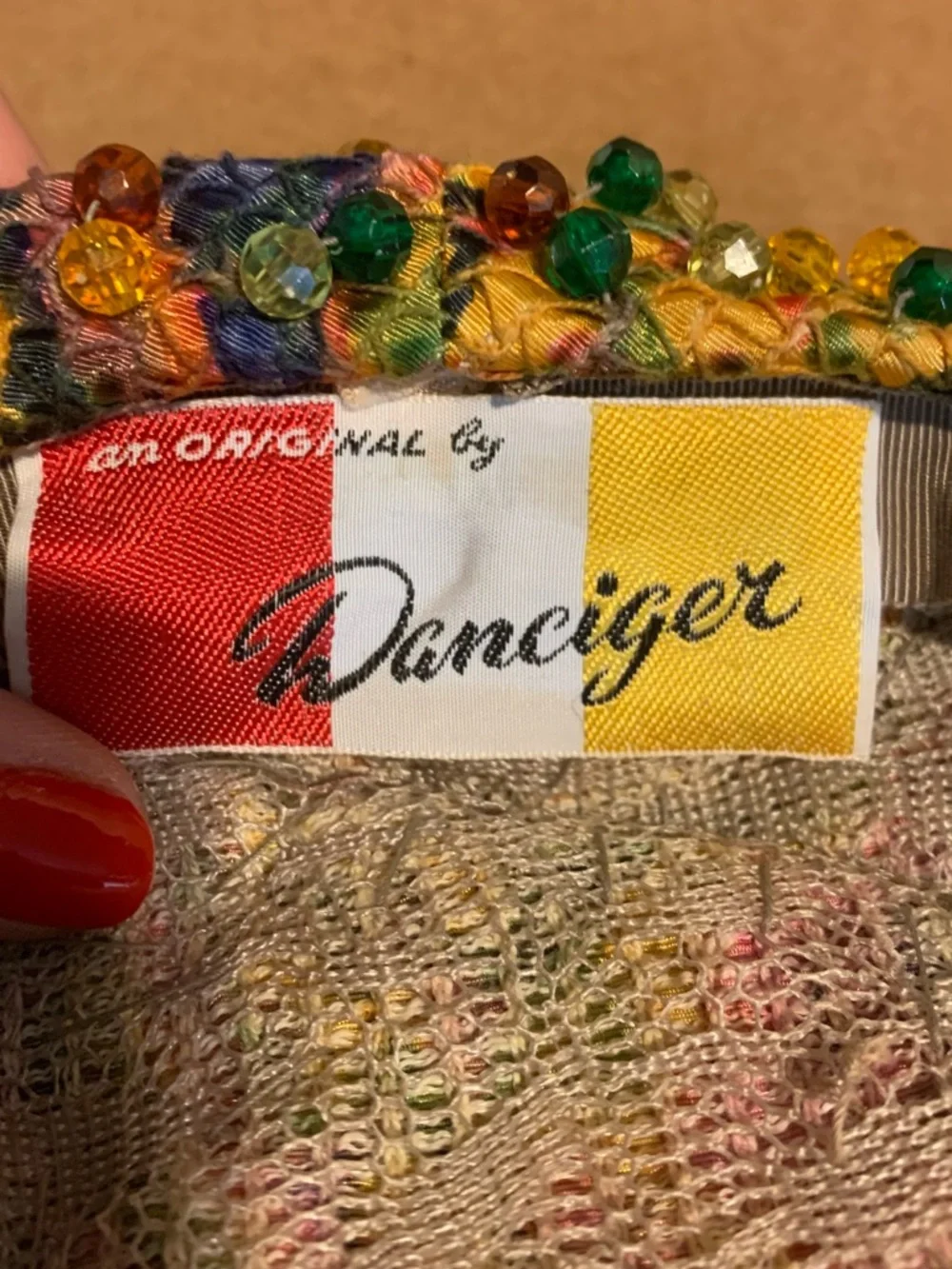VINTAGE CIRCA 1960'S DANCINGER MULTI COLOR BEADED BEANIE STYLE HAT - Picture 11 of 12